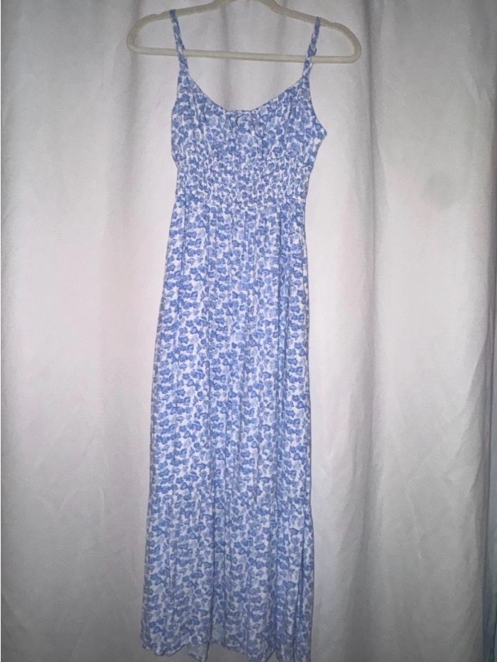 Hollister Light Blue Floral Smocked Maxi Dress